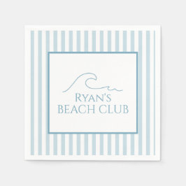 Guardanapo De Papel Aniversário do Clube de Praia de Stripe Branco e A