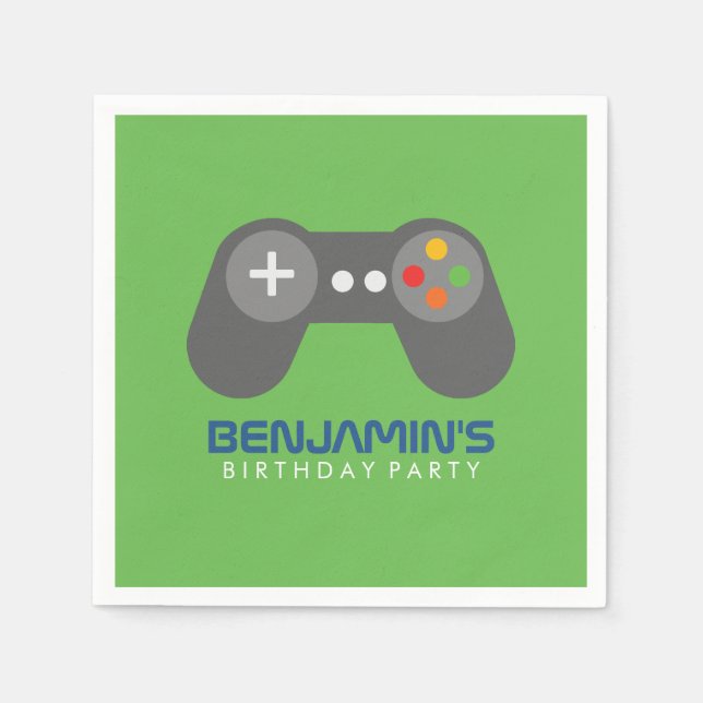 Guardanapo De Papel Aniversário do Controlador de Videos games Retroat (Frente)