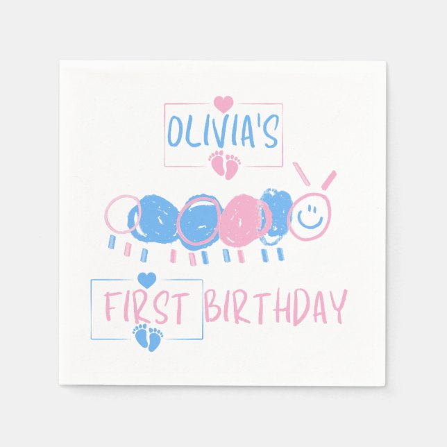 Guardanapo De Papel Aniversário do Desenhar de Crianças Personalizadas (Frente)