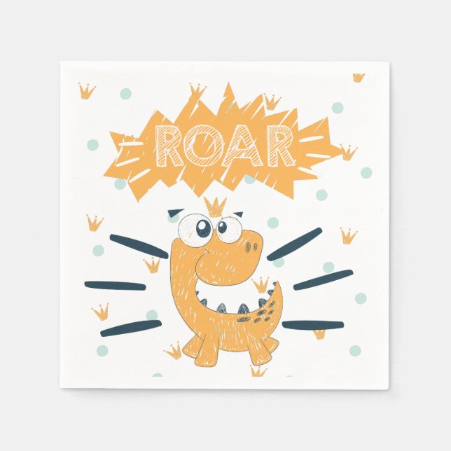 Guardanapo De Papel Aniversário do Dinossauro da ROAR (Frente)