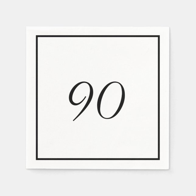 Guardanapo De Papel Aniversário do Elegante Black White 90 (Frente)