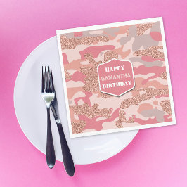 Guardanapo De Papel Aniversário do Exército de Camo Rosa Rosa-Rosa, Ro