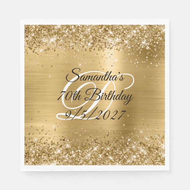 Guardanapo De Papel Aniversário do Faux Dourado Glitter e do Foil 70 (Frente)