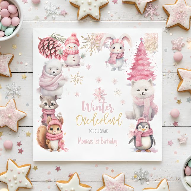 Guardanapo De Papel Aniversário do floco de neve com brilho de inverno (Criador carregado)