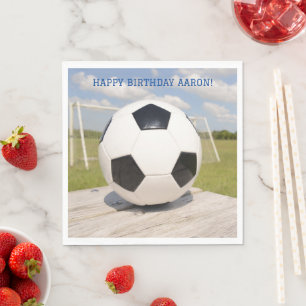 Guardanapo De Papel Aniversário do futebol preto e branco