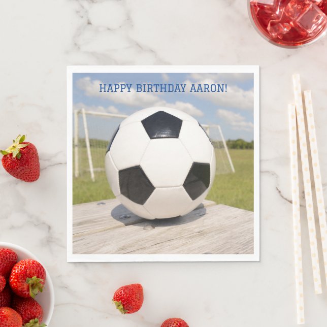 Guardanapo De Papel Aniversário do futebol preto e branco (Insitu)