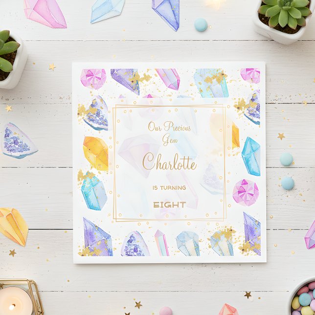 Guardanapo De Papel Aniversário do Gem Party Crystals Moz (Criador carregado)