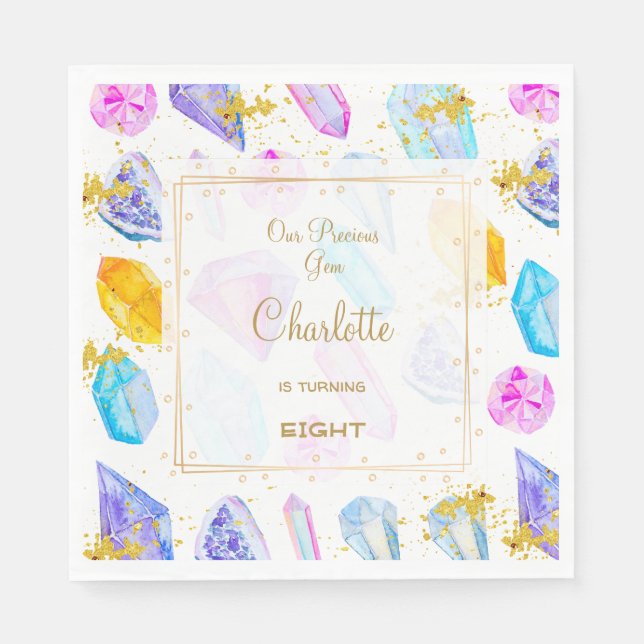 Guardanapo De Papel Aniversário do Gem Party Crystals Moz (Frente)