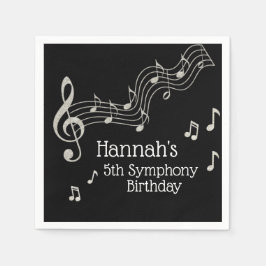 Guardanapo De Papel Aniversário do Glitzy Black & White MusNotes