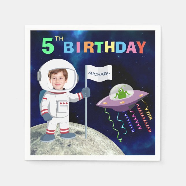 Guardanapo De Papel Aniversário do Homem Espacial Personalizado (Frente)