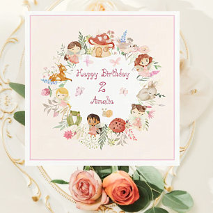 Guardanapo De Papel Aniversário do Jardim das Fadas Flutter e Twirl