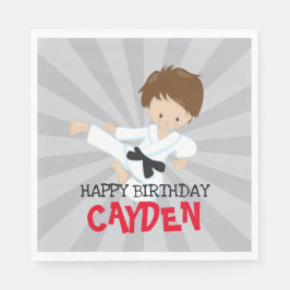 Guardanapo De Papel Aniversário do Karate Red Martial Arts