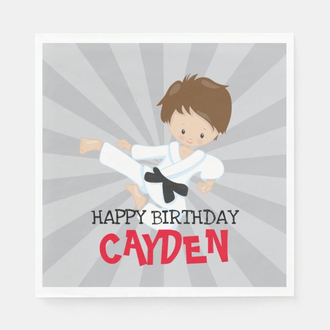 Guardanapo De Papel Aniversário do Karate Red Martial Arts (Frente)