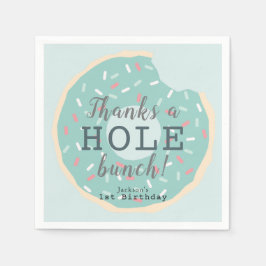 Guardanapo De Papel Aniversário do Menino da Rosquinha Verde Obrigado