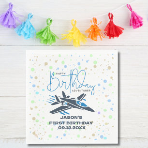 Guardanapo De Papel Aniversário do Menino de Um Ano Avião de Caça Azul