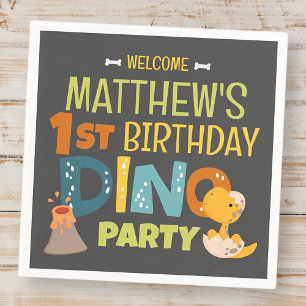 Guardanapo De Papel Aniversário do Modern Cute Dino Dinosaur Kid