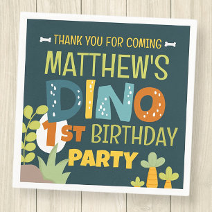 Guardanapo De Papel Aniversário do Modern Cute Dino Dinosaur Kid Obrig