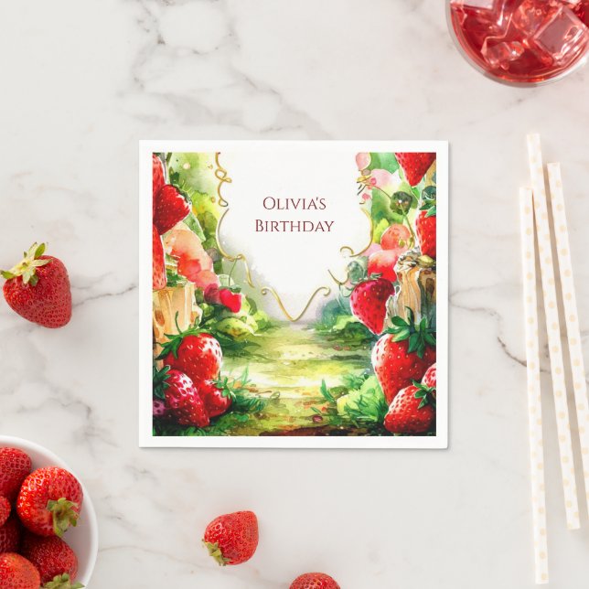 Guardanapo De Papel Aniversário do Morango Suculento e Mágico (Insitu)