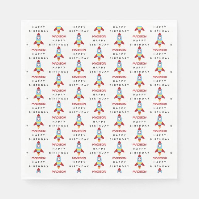 Guardanapo De Papel Aniversário do Nome Personalizado de Lançamento do (Frente)