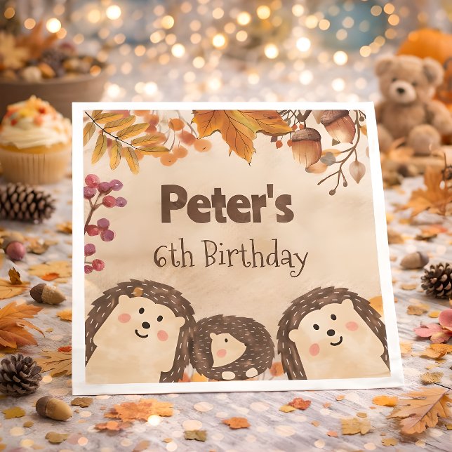 Guardanapo De Papel Aniversário do ouriço de Aquarela (Criador carregado)