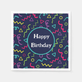 Guardanapo De Papel Aniversário do padrão Blue Memphis dos anos 80