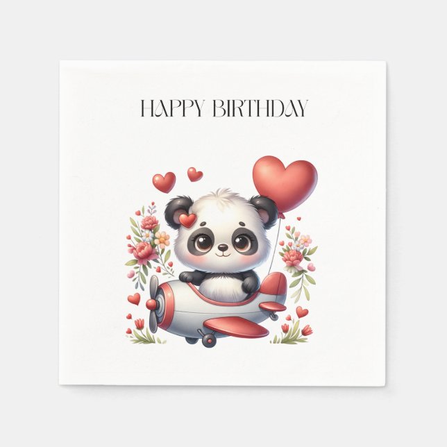 Guardanapo De Papel Aniversário do Panda Piloto (Frente)