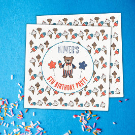 Guardanapo De Papel Aniversário do Partido do Sorvete Vermelho Branco