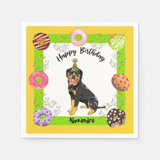Guardanapo De Papel Aniversário do Partido Rosquinha Funny Rottweiler (Frente)