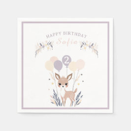 Guardanapo De Papel Aniversário do Pastel Boho Fawn e Balões