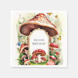 Guardanapo De Papel Aniversário do Pastel Boho Mushroom