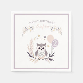 Guardanapo De Papel Aniversário do Pastel Boho Owl e Balões