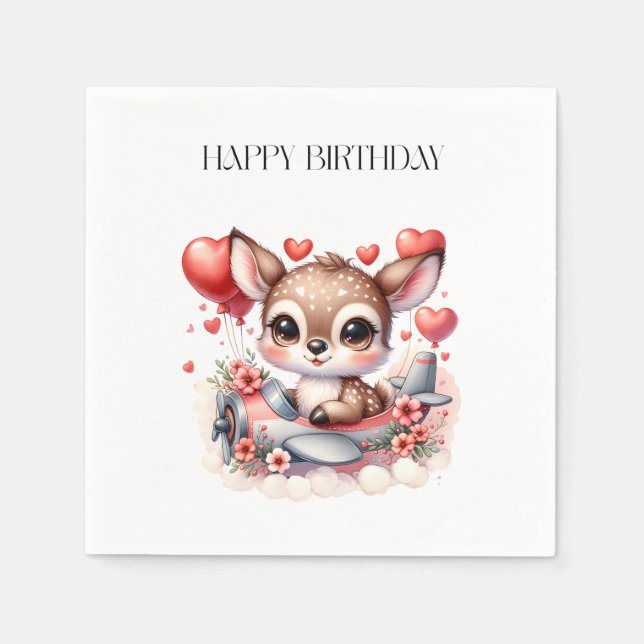 Guardanapo De Papel Aniversário do Piloto de Veado (Frente)