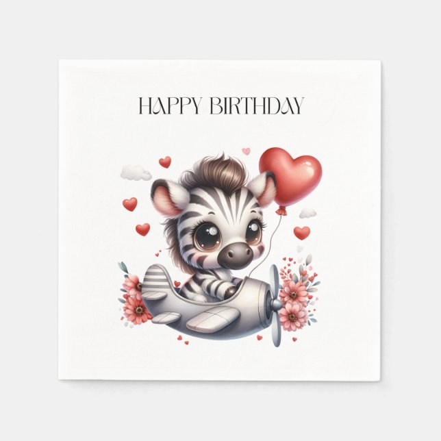 Guardanapo De Papel Aniversário do Piloto Zebra (Frente)