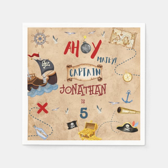 Guardanapo De Papel Aniversário do pirata Pirate Kids (Frente)
