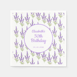 Guardanapo De Papel Aniversário do Quadro Antiquado de Lavanda Roxo