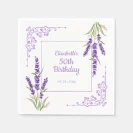 Guardanapo De Papel Aniversário do Quadro Antiquado de Lavanda Roxo El