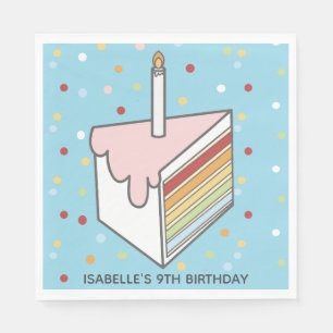 Guardanapo De Papel Aniversário do Rainbow Cake Slice Dotty