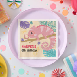 Guardanapo De Papel Aniversário do Réptil da Rapariga do Scales and Ta