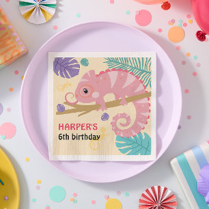Guardanapo De Papel Aniversário do Réptil da Rapariga do Scales and Ta