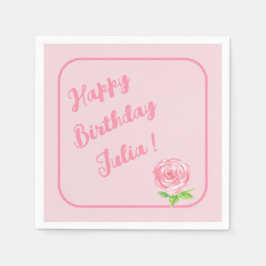 Guardanapo De Papel ANIVERSÁRIO DO Rosa de Aquarela pintado manualment