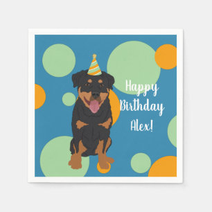 Guardanapo De Papel Aniversário do Rottweiler Personalizável