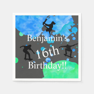 Guardanapo De Papel Aniversário do skate, 16.º Aniversário