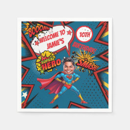 Guardanapo De Papel Aniversário do Super Herói Caricatura com Pacotes 