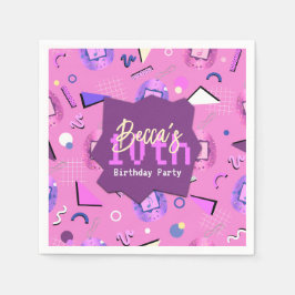 Guardanapo De Papel Aniversário do Tamagotchi Rosa Retro