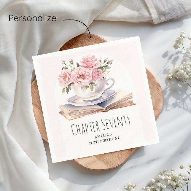 Guardanapo De Papel Aniversário do Tema do Livro 70 Floral Rosa (Criador carregado)