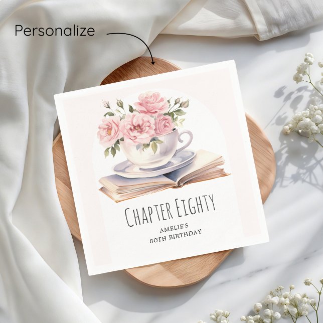 Guardanapo De Papel Aniversário do Tema do Livro 80 Floral Rosa (Criador carregado)