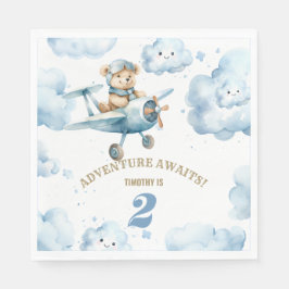 Guardanapo De Papel Aniversário do Urso Azul Bonanza: Voando para o An