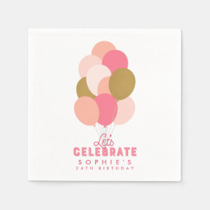 Guardanapo De Papel Aniversário do Vamos dos Balões Rosa-Blush