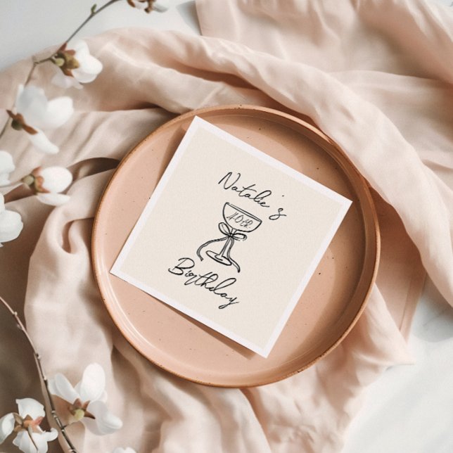 Guardanapo De Papel Aniversário do Vidro de Champanhe desenhado com Ar (Criador carregado)