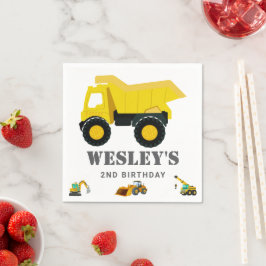 Guardanapo De Papel Aniversário dos Caminhões de Construção